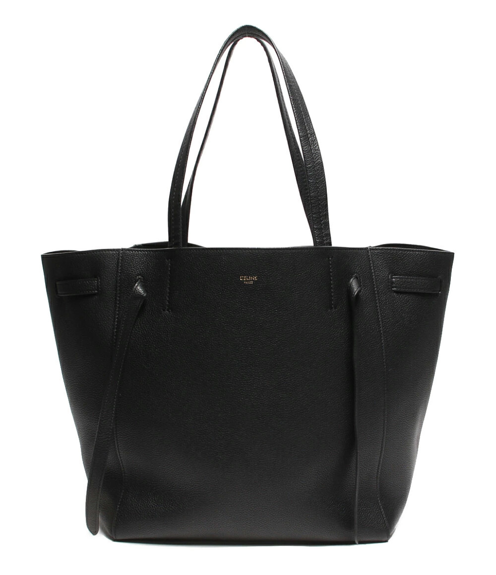 Celine Leather Tote Bag Shoulder Cabas Phantom Calfskin Black